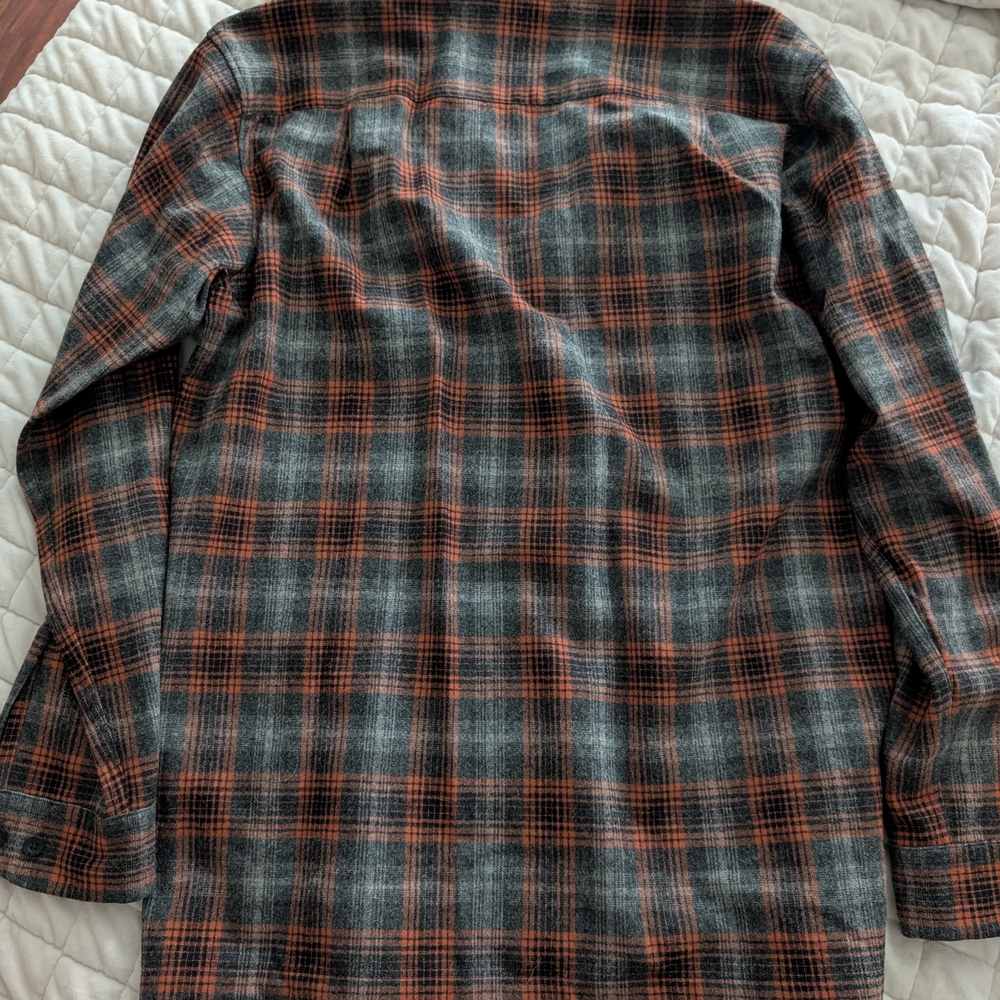 Pendleton Gray and Rust Plaid Wool Blend Button-U… - image 5